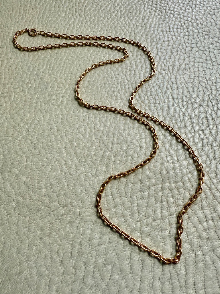 1926 Gothenburg, Vintage 18k Gold Biker Link Chain Necklace - 24 inch length