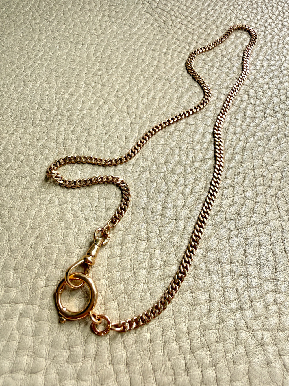 1943 Swedish Vintage Gold Curb Link Watch Chain Necklace 18k Gold – 16 Inch Length