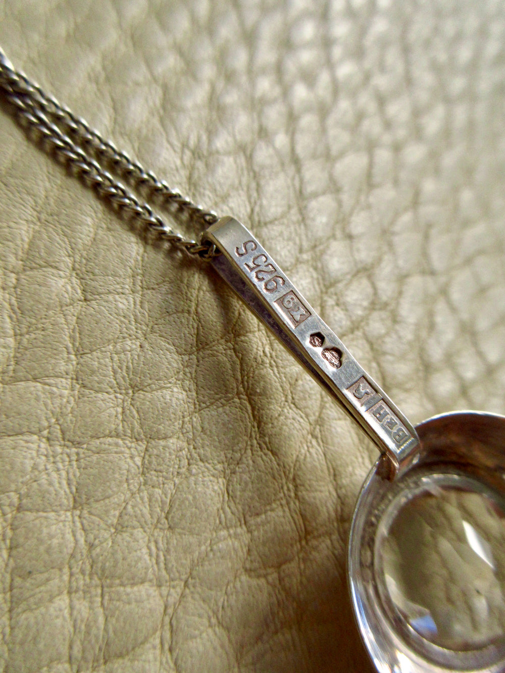 Vintage Swedish Rock Crystal Pendant Necklace Sterling Silver – 20 Inch Length