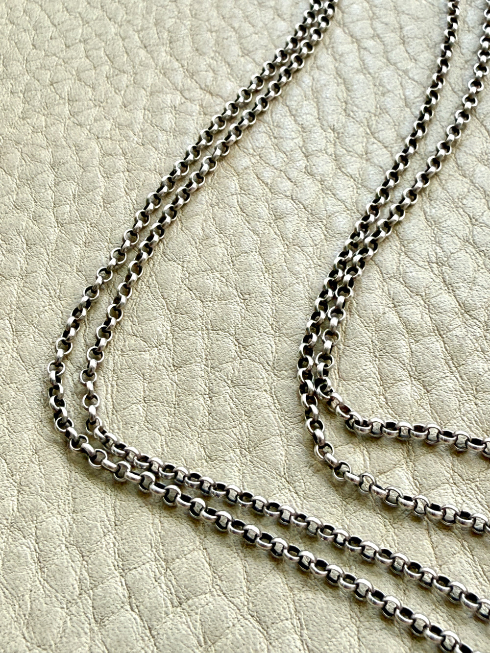 Antique Double Rolo Link Necklace with Barrel Clasp - 18.8 inch length