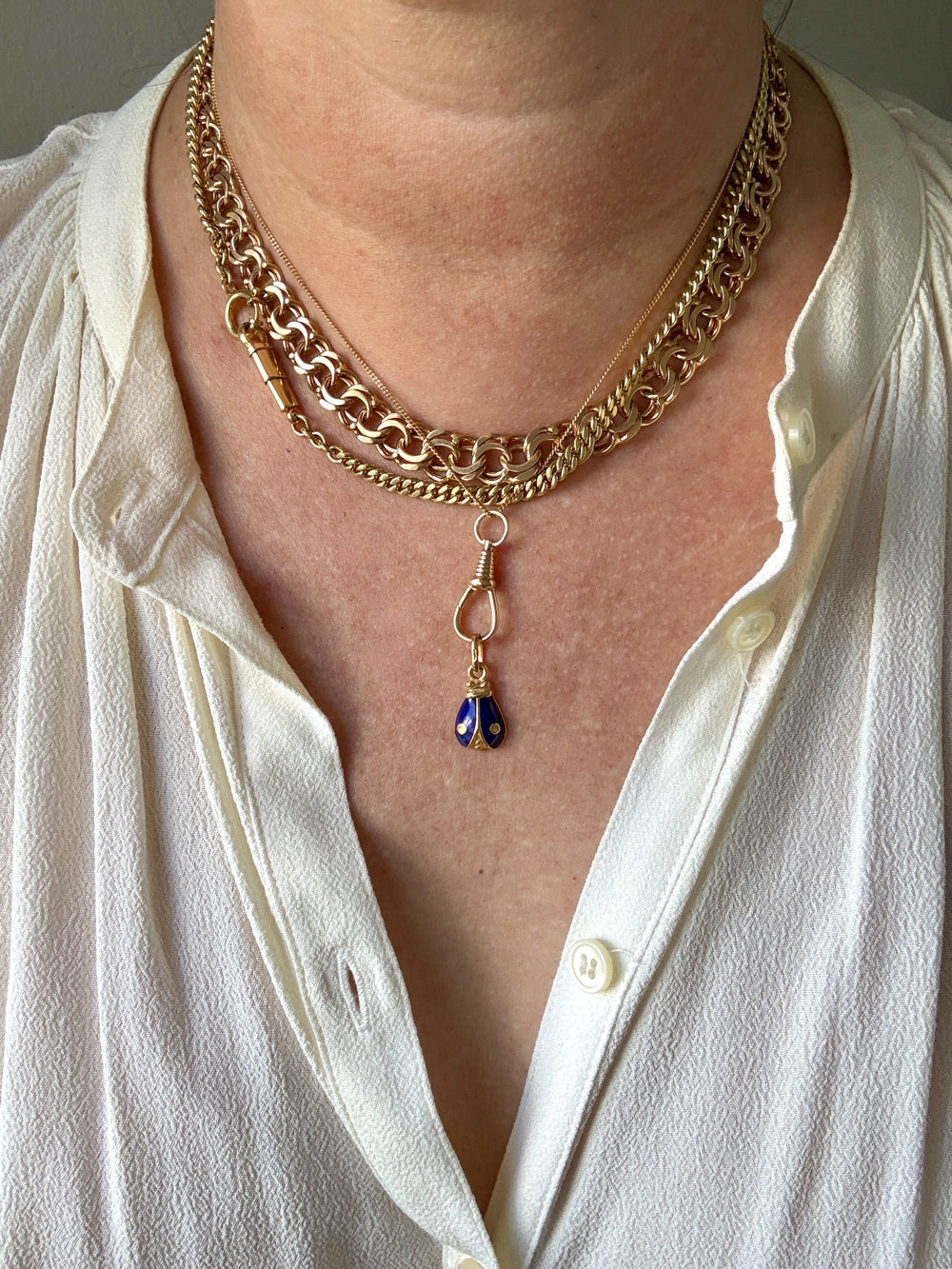 1969 Swedish 18k Gold necklace - 50g Graduated double link chain - 16.6 inch length
