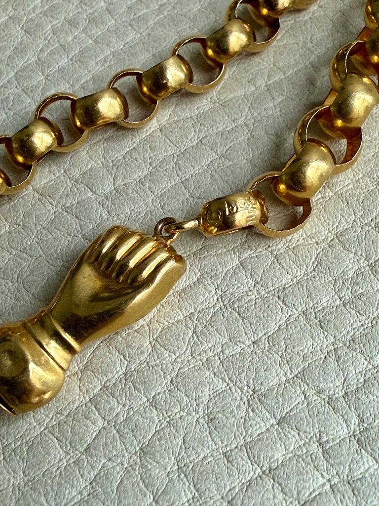 1834 Antique Long Length Rolo Link Necklace 22k Gold - 54.3 inch length