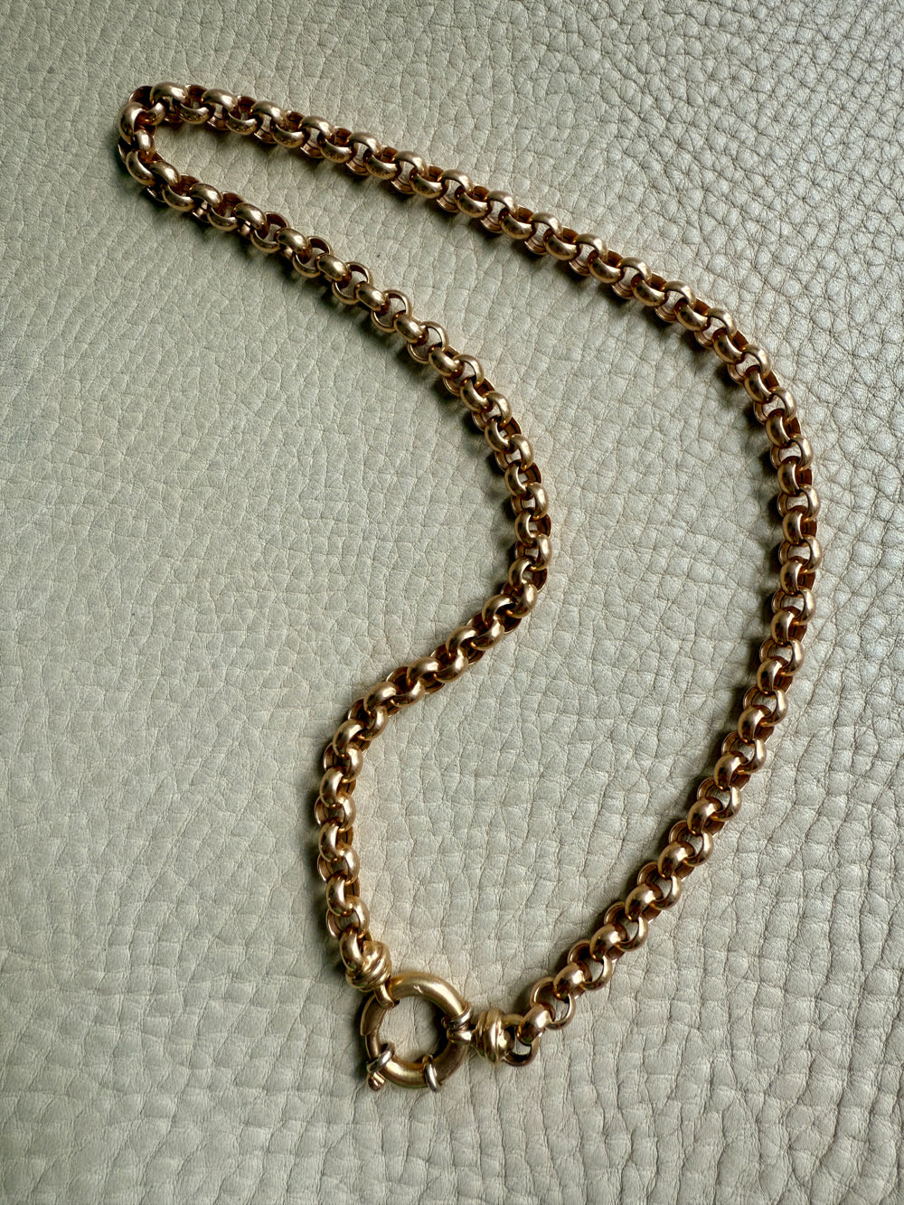 Chubby! 18k Gold Rolo Link Necklace with Large Bolt Clasp - 17.8 inch length