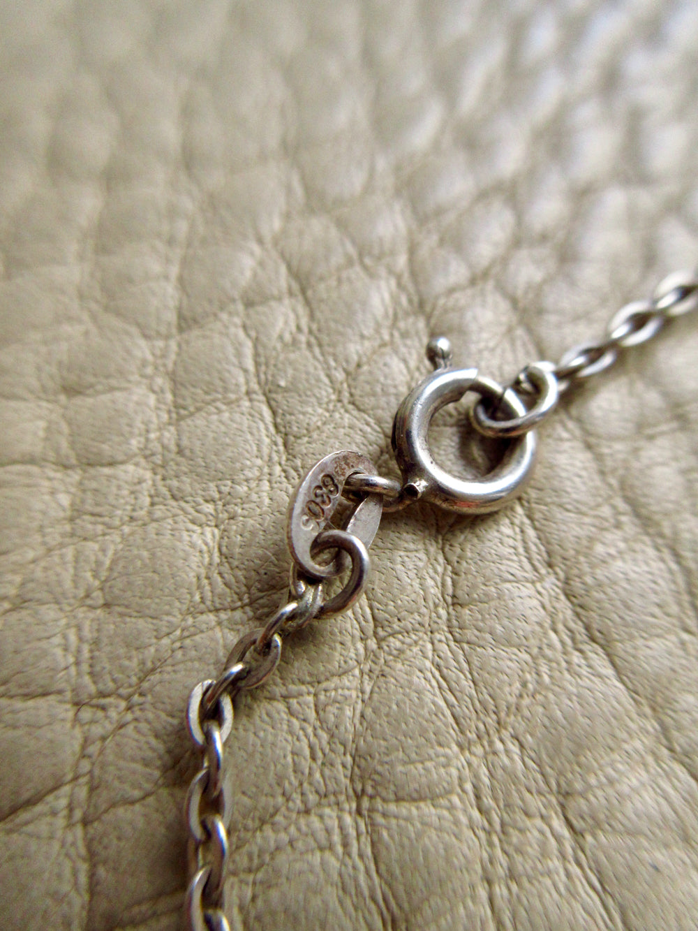 Vintage Signed Efva Attling Silver Flat Droplet Pendant &amp; Chain - 19.75 inch length