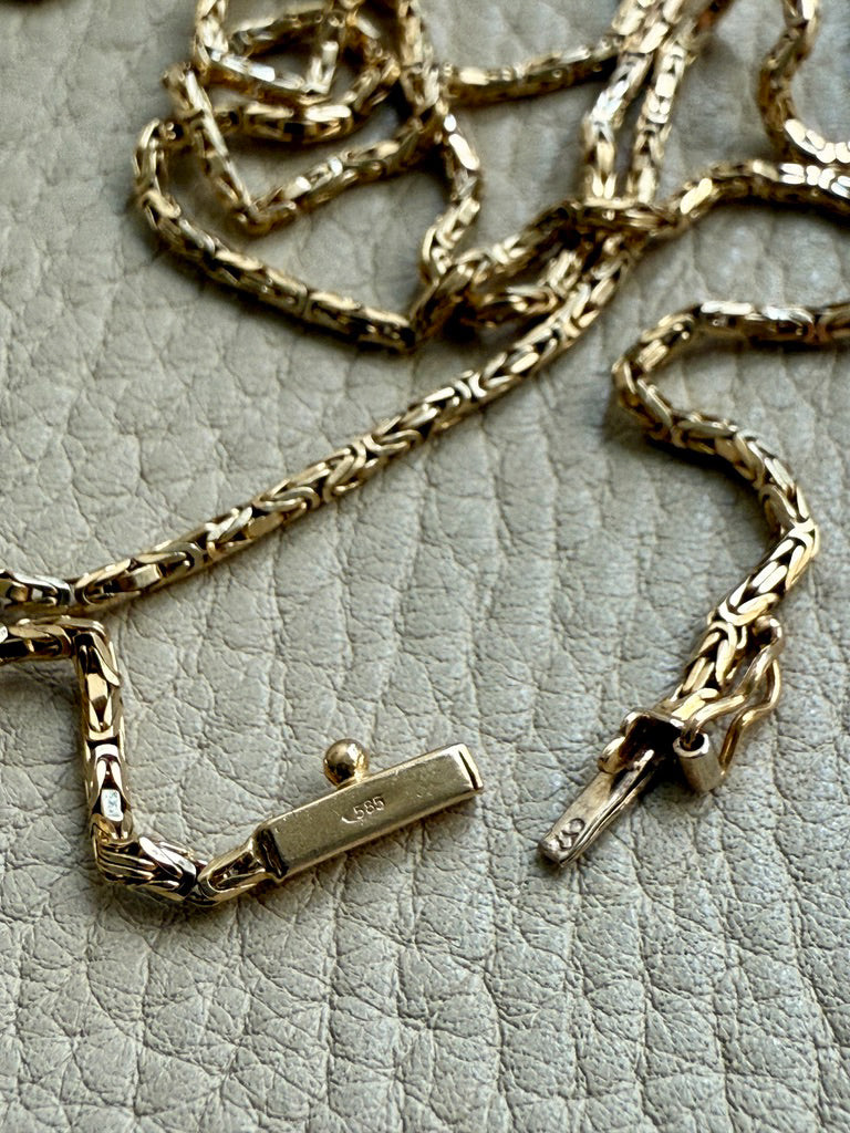 Antique Byzantine Link Necklace in 14k gold - Excellent 35.75” long length!