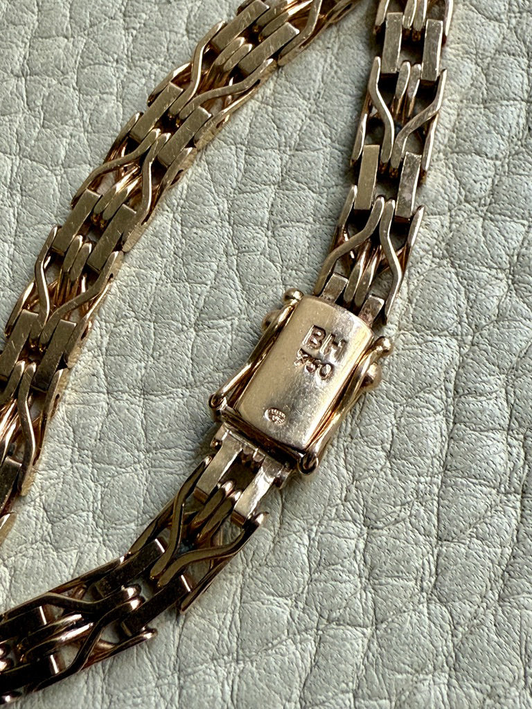 Slinky 18k Gold Vintage Bernhard Hertz Wishbone Link Bracelet - 7.5 inch length