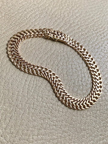 1956 Swedish vintage Herringbone bracelet in 18k gold - 7.8 inch length