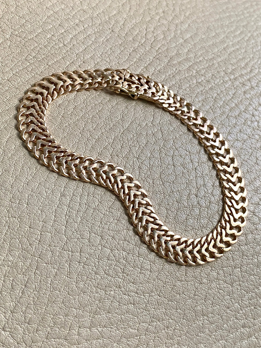 1956 Swedish vintage Herringbone bracelet in 18k gold - 7.8 inch length