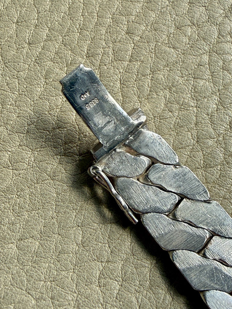 1970s era Chunky Tight Curb Silver Bracelet by Andreas Daub - 7.4 inch length