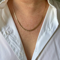 Swedish Vintage 18k Yellow Gold Graduated Pressed Curb Chain Necklace - 20.3 inch length