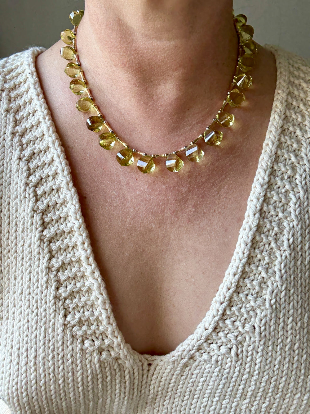 JUICY! Graduated Lemon Quartz and 14k gold necklace - 18 inch length