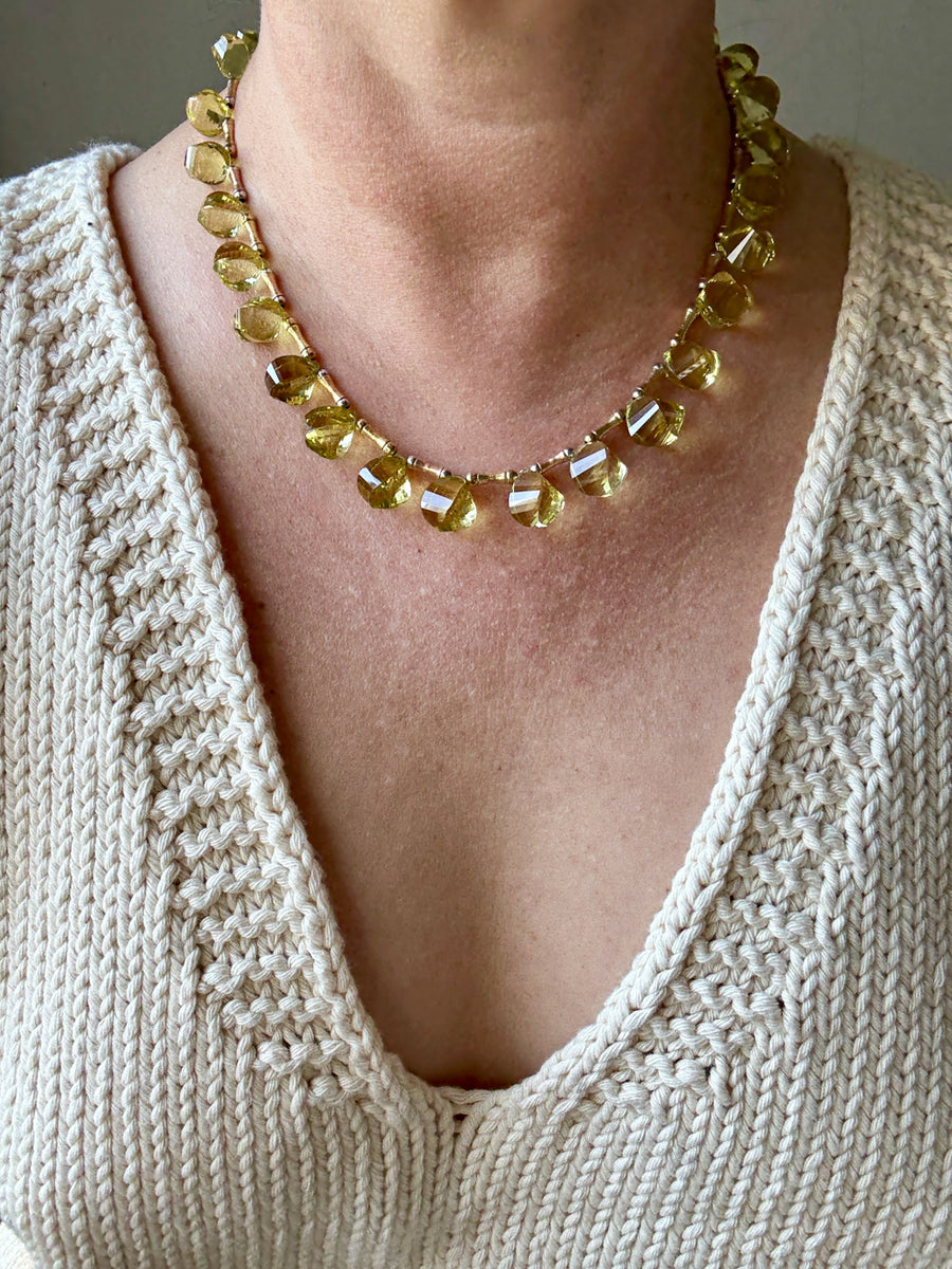 JUICY! Graduated Lemon Quartz and 14k gold necklace - 18 inch length