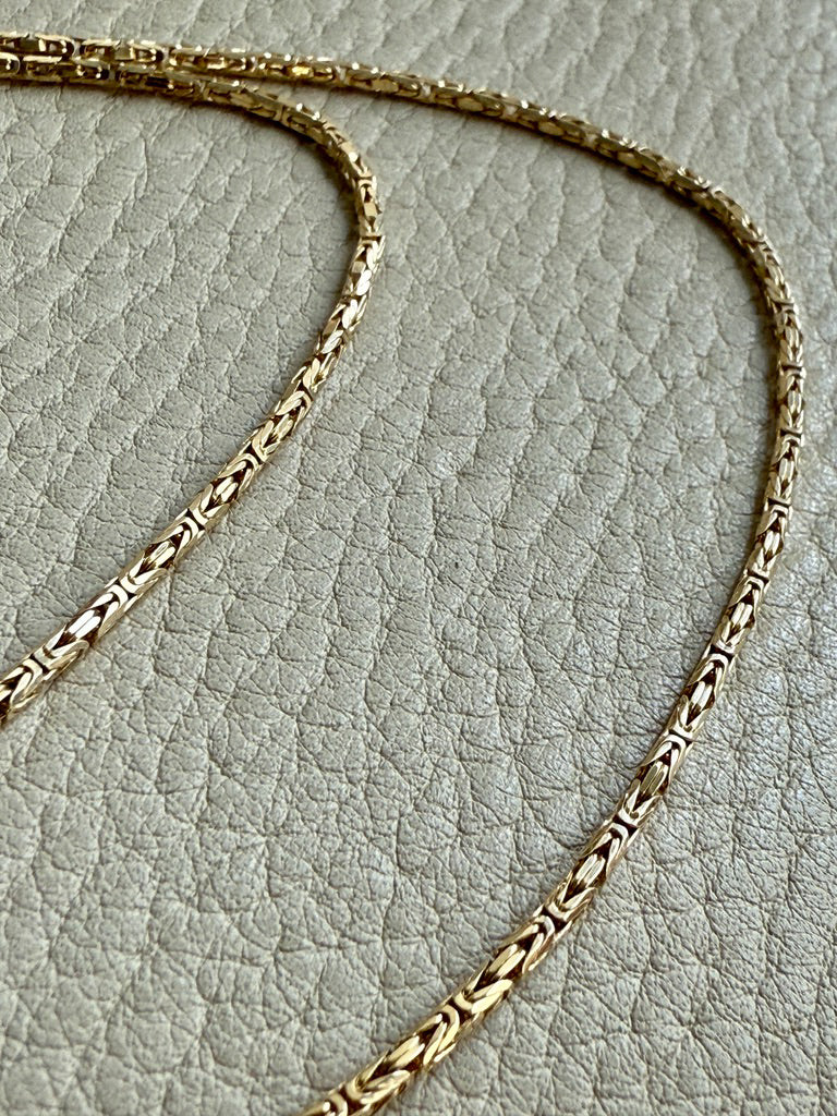 Antique Byzantine Link Necklace in 14k gold - Excellent 35.75” long length!