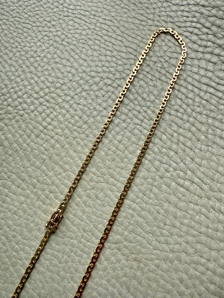 Long 18k Gold Vintage Virola Link Necklace - 21.8 inch length