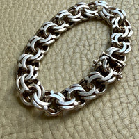 Heavy Swedish Double Link Curb Silver Bracelet by Victor Janson – 7.5 inch length