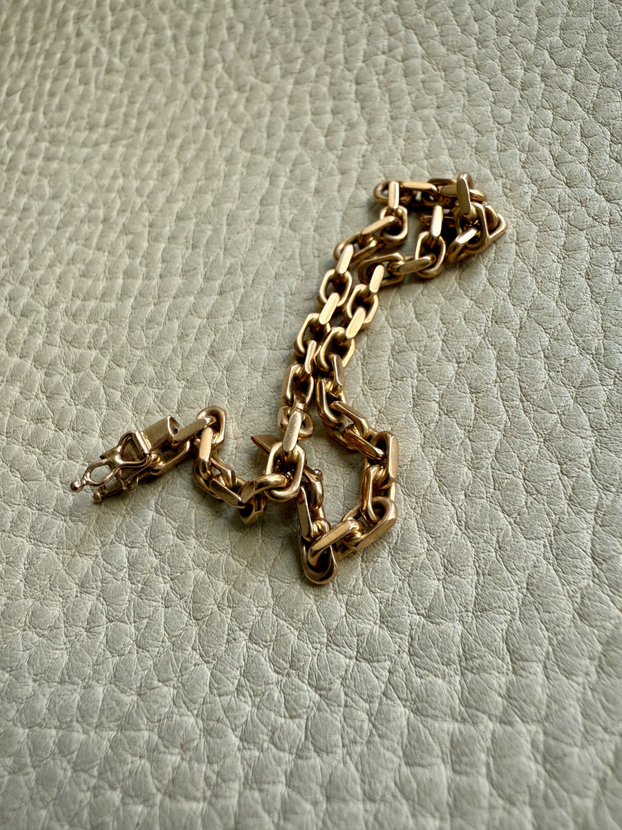 1953 Swedish Vintage 18k Gold Biker Link Bracelet 3.6mm width - 7.3 inch length