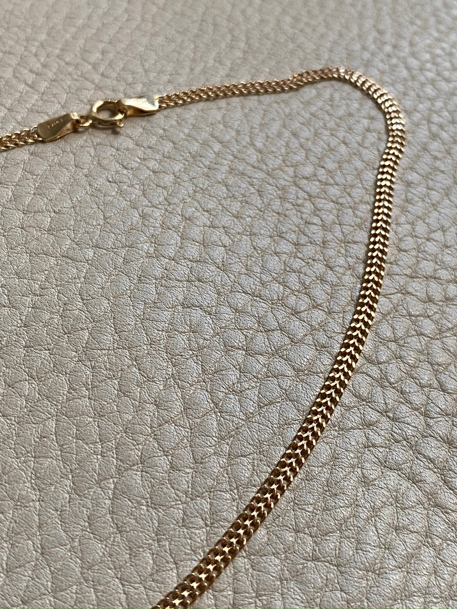 Vintage 18k gold herringbone link necklace - 16.75 inch length