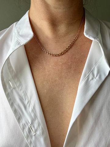 1965 Swedish 18k Gold Necklace - Graduated Double Link Chain Necklace - 17.4 inch length