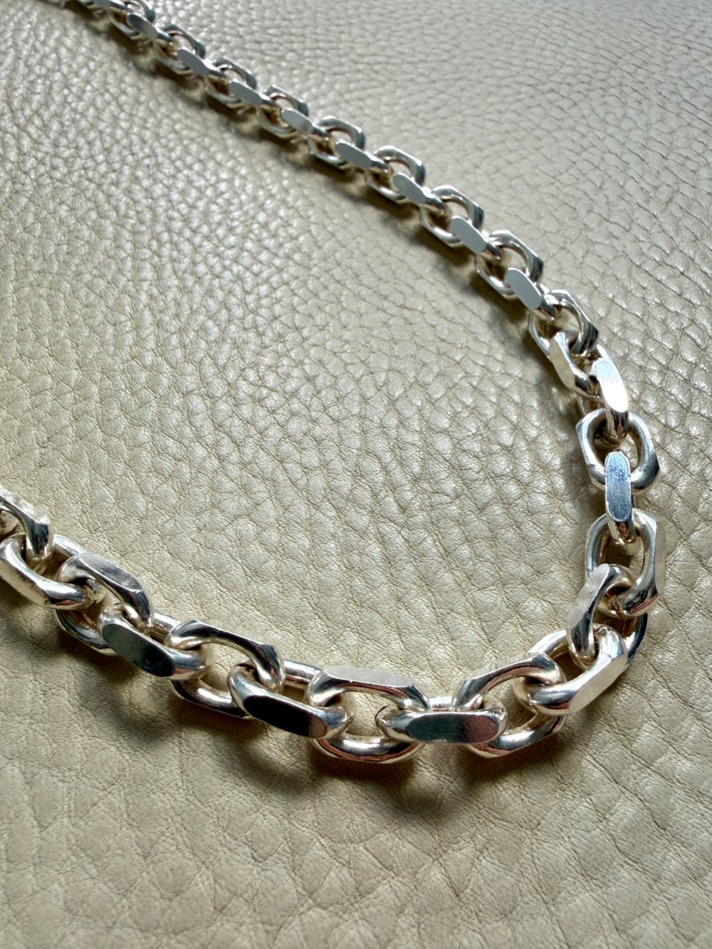 CHUNKY Vintage Sterling Silver Biker Chain Necklace - 19.5 inch length