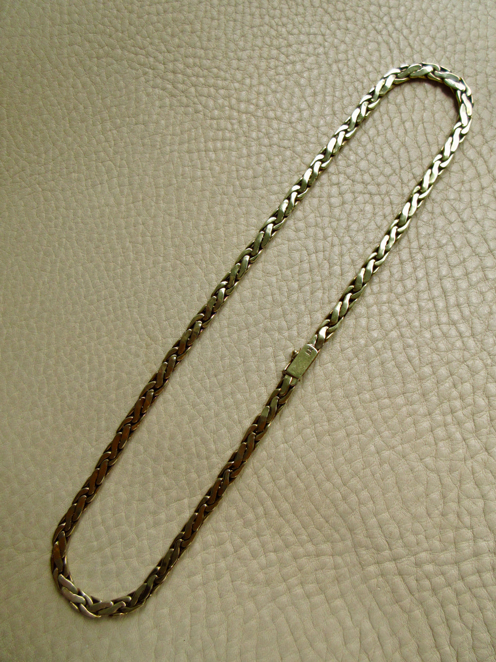 Vintage 14k Gold Smooth Braided Half Round Necklace - 18.5 inch