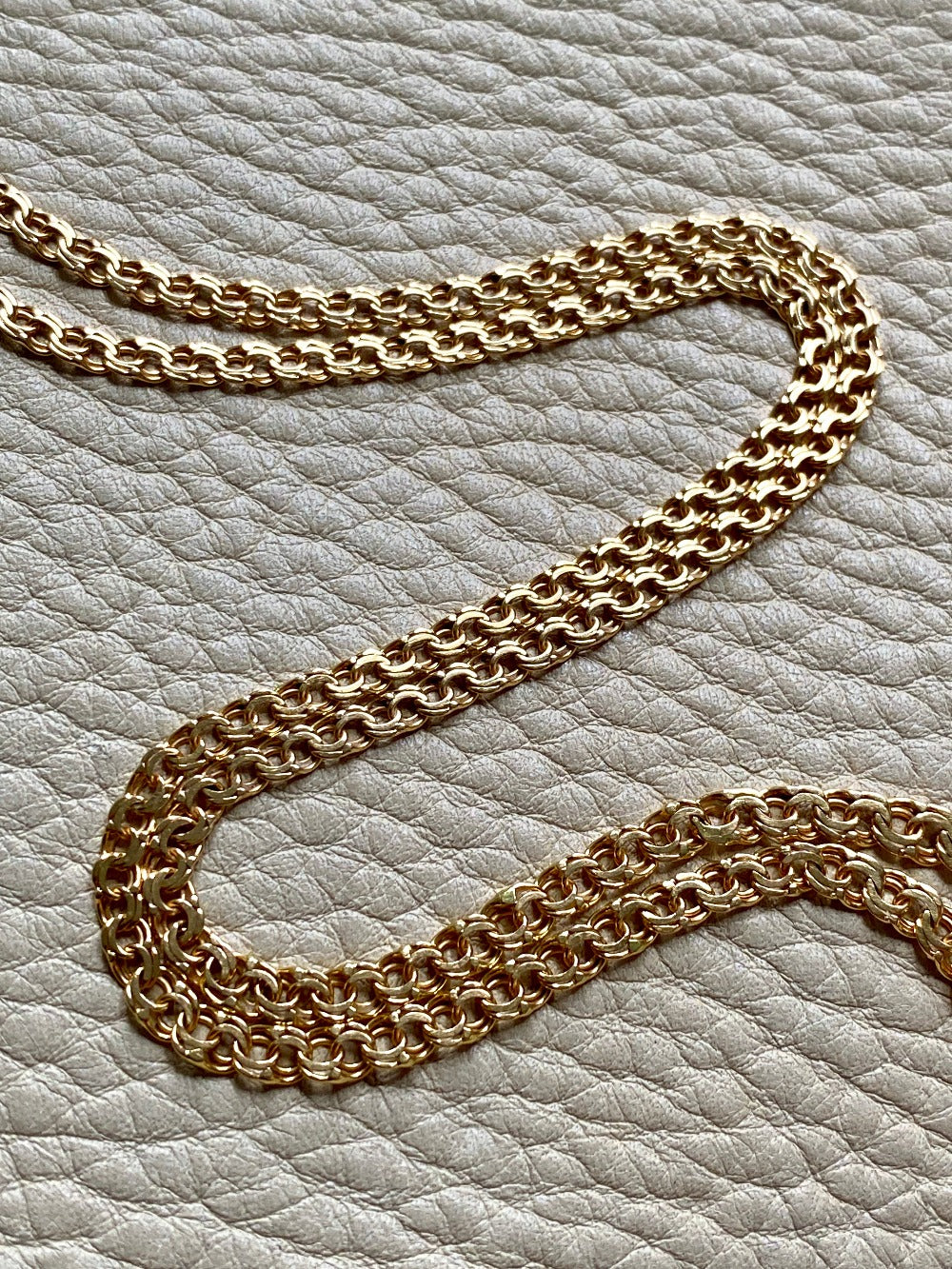 20.5 Inch longer length!  Vintage Swedish Double-link necklace - Solid 18k gold