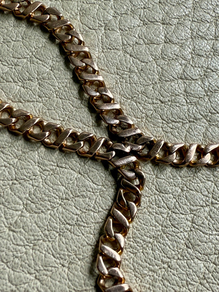 Midcentury era 18k gold Curb Link - Double strand bracelet - 7.6 inch length