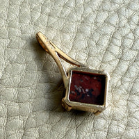 18k Yellow Gold Pendant with Älvdalen Porphyry Cabochon - 1.1 inch length
