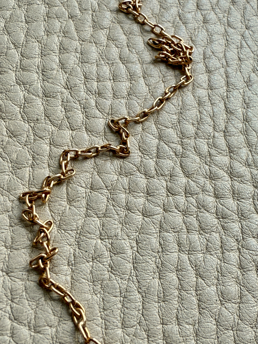 Antique Cable Link Necklace with Barrel Clasp - Solid 18k gold - 18.3 inch length