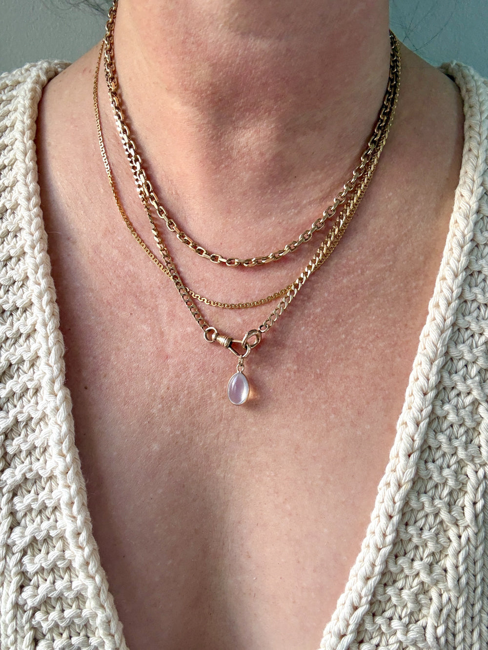 Chunky Vintage Danish 14k Gold Biker Link Chain Necklace – 17.7 Inch Length