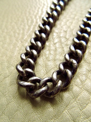 1863 Antique UK Sterling Silver Curb Link Watch Chain – 15.2 Inch Length