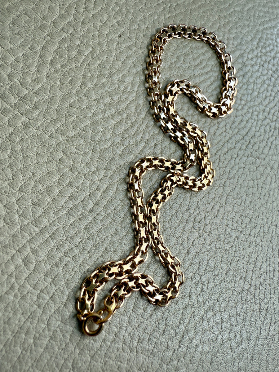 1960s era Graduated Star Link Necklace in 18k gold - 18 inch length