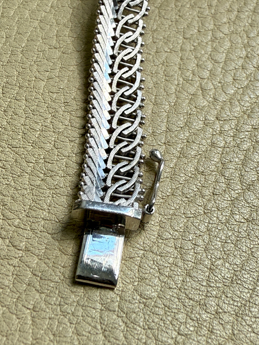 Silver Handmade Crosshatch Link Necklace - 17.1 inch length