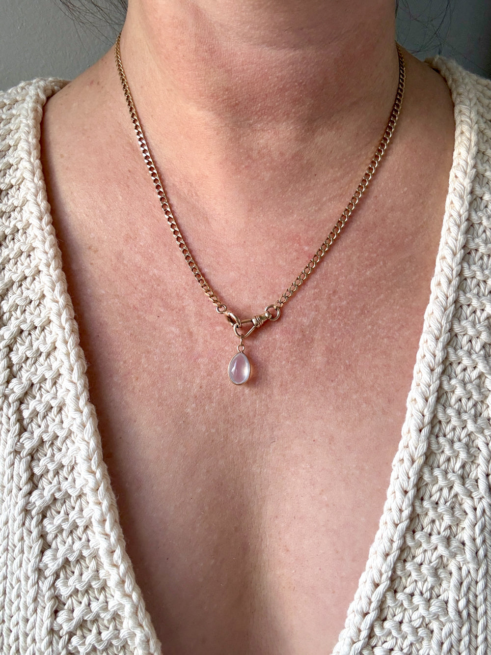 Vintage 18k Gold Teardrop Moonstone Charm - 0.75 inch drop