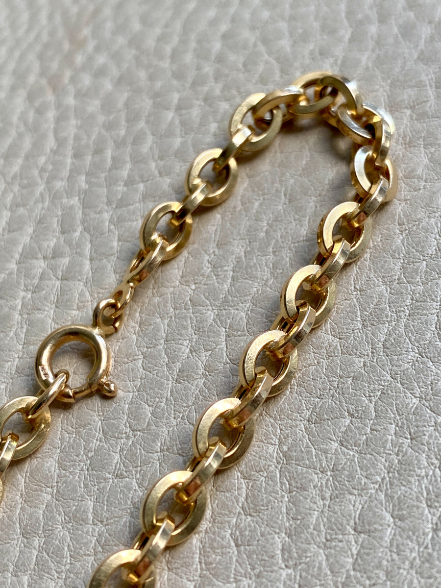 Vintage Italian UnoAErre Biker Link Chain Bracelet in 18k Gold - 7 inch length