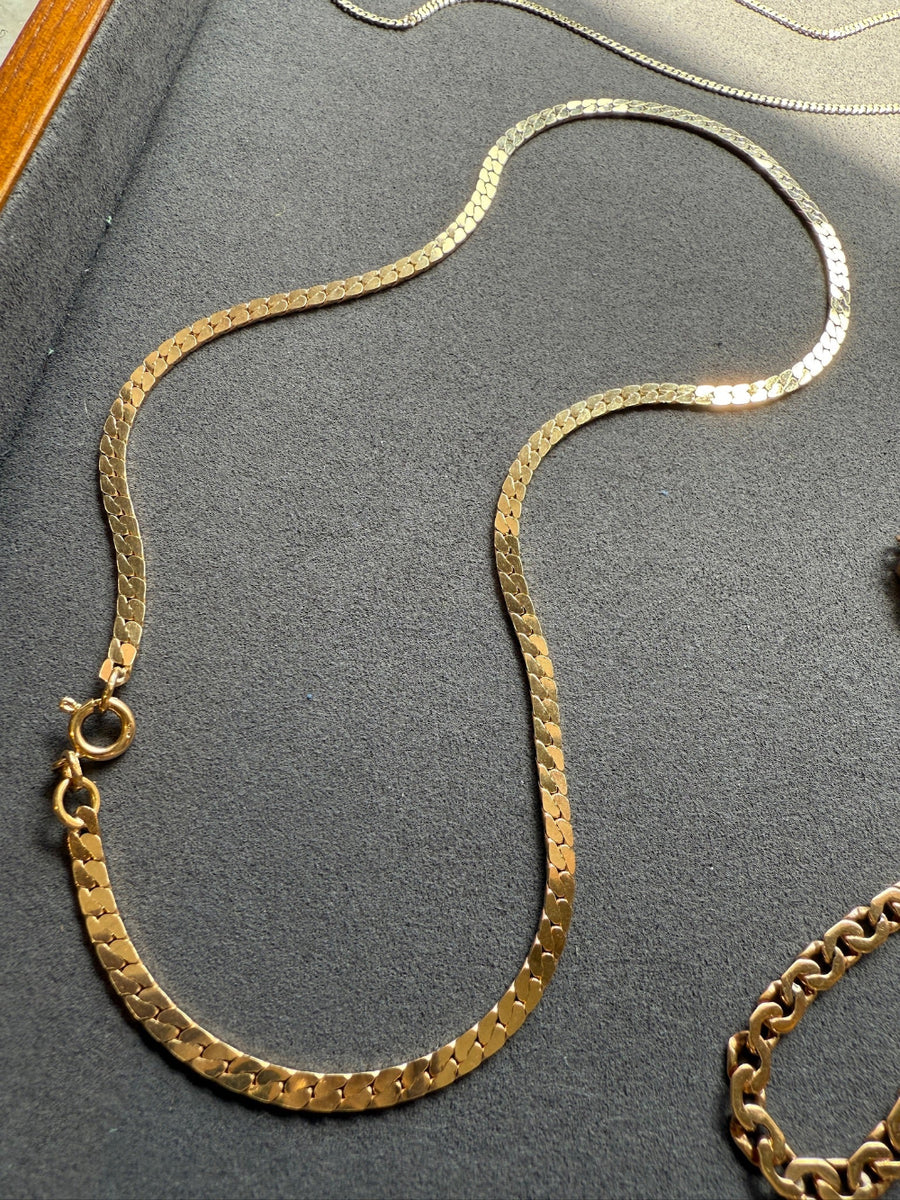EXCELLENT! Vintage Italian 18k gold special tight curb chain mirrored necklace by Balestra- 17 inch length