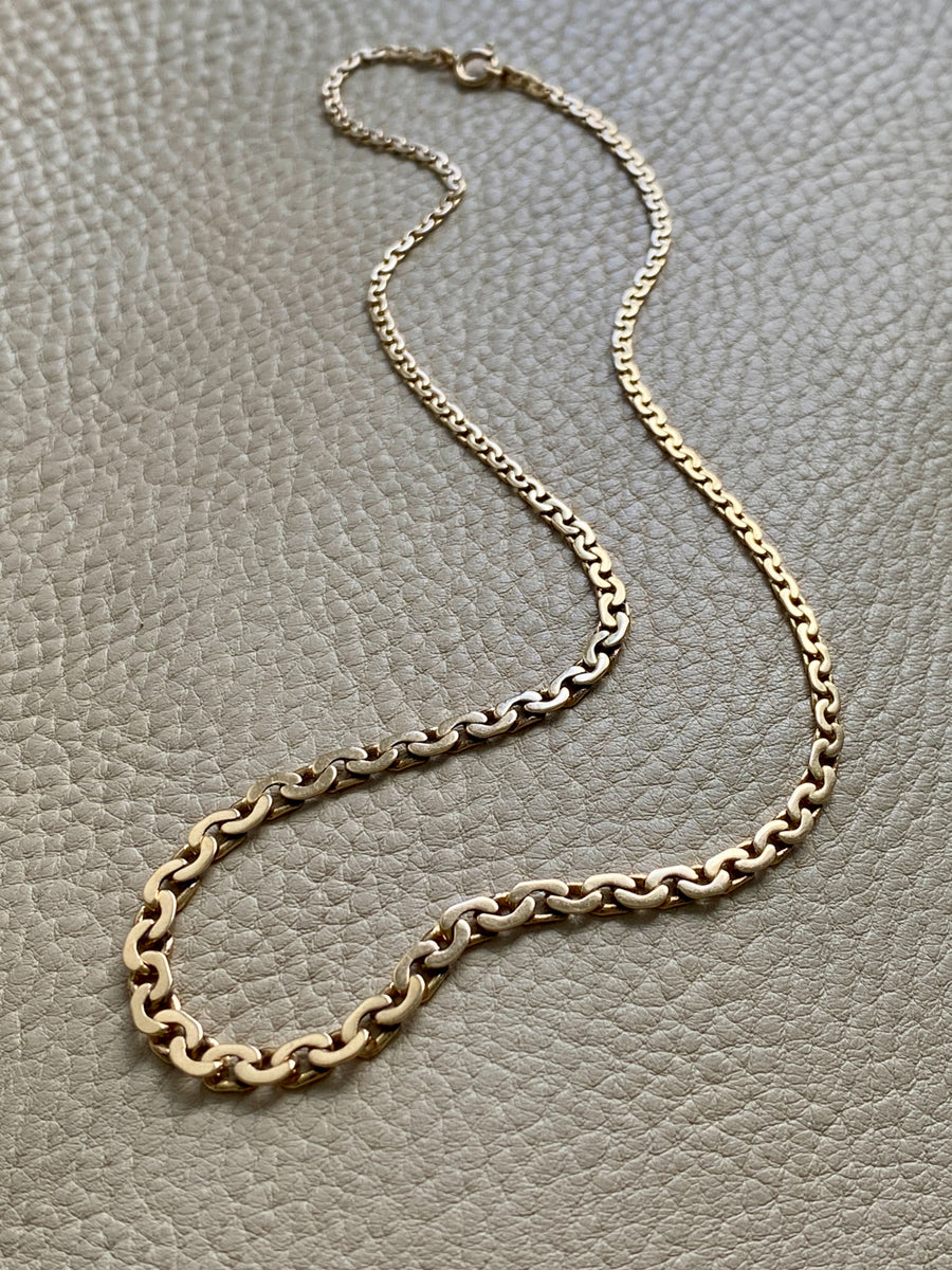 Early to Mid 20th Century era 18k gold Virola Link Necklace - Graduated width - 18.9 inch length