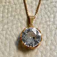 Crystal Swedish pendant necklace - Solid 18k gold - Made in 1975