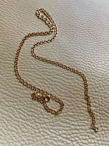 17.7 inch length - Vintage Swedish Double-link necklace - Solid 18k gold