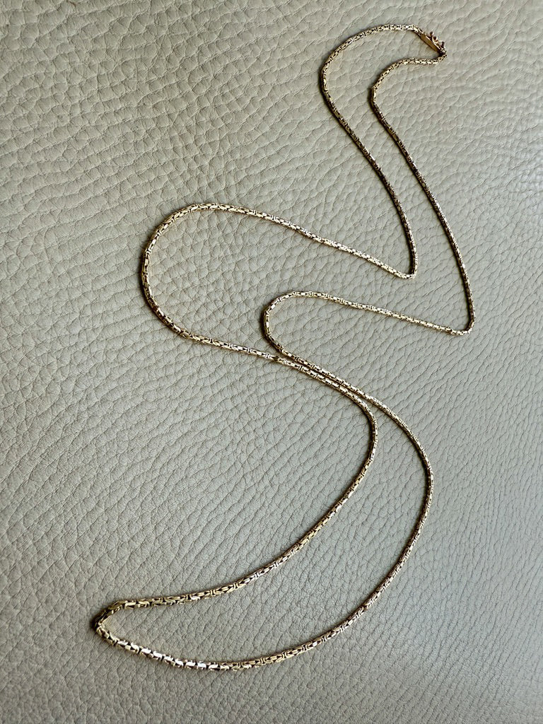 Antique Byzantine Link Necklace in 14k gold - Excellent 35.75” long length!