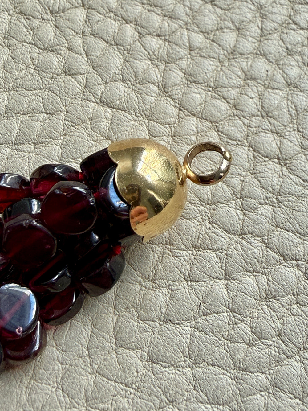 Vintage Italian Multi-Strand Garnet Bracelet with 18k Gold Bolt Clasp - Size 7-7.25 inch