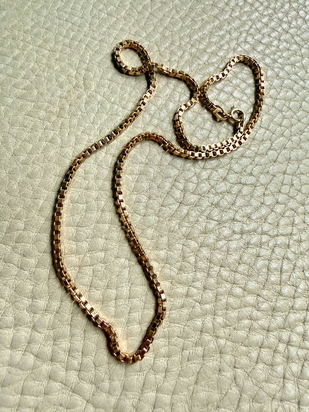 Danish Vintage 14k Gold Box Link Chain Necklace signed SV. C – 16.5 Inches