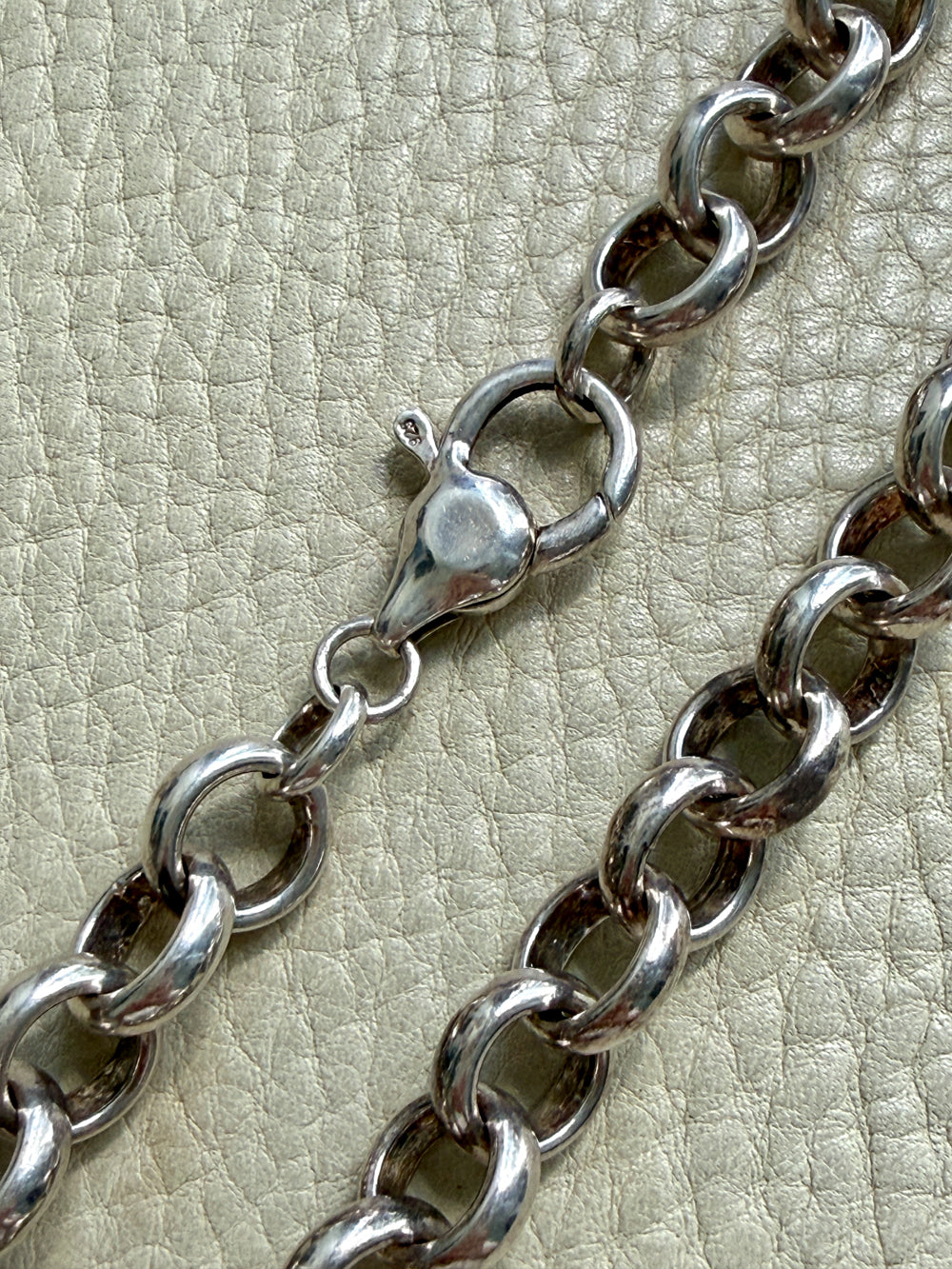 Chunky Chubby Sterling Silver Vintage Rolo Link Necklace – 18 Inch Length