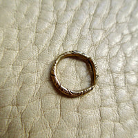 9k Gold Georgian era Split Ring Charm Holder with floral engraving n- 0.5 inch diameter