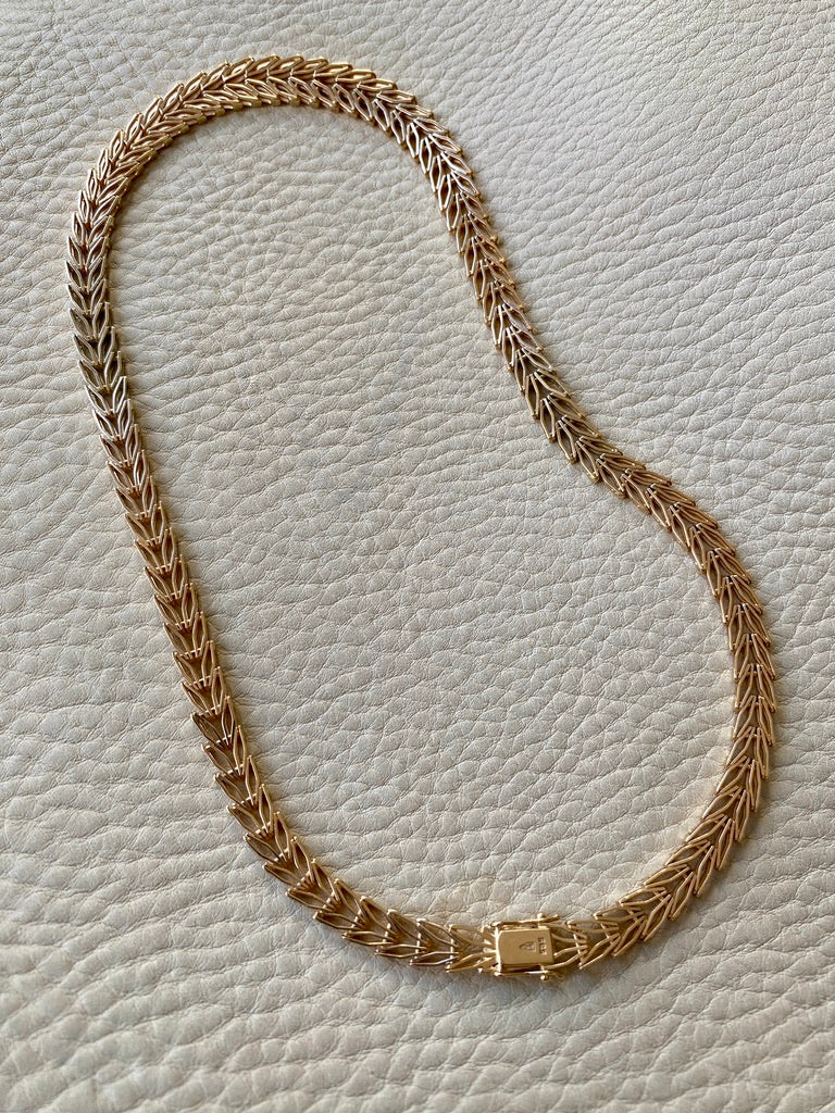 Exquisite 14k gold Danish Leaf Link necklace - geneva variation - by Jens Poul Asby