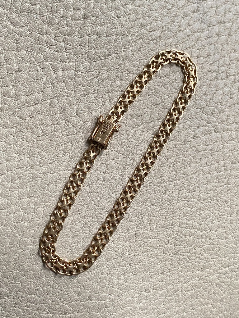 Vintage 18k gold slim x-link bracelet - 7.25 inch length