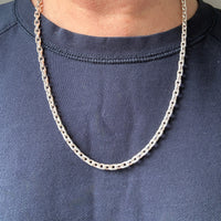 Sterling Silver Biker Link Chain Necklace - 23.6 inch length