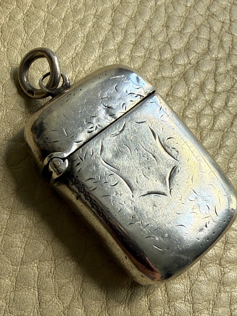European Antique Silver Pendant - Match / Vesta Case - 3.5 inch length