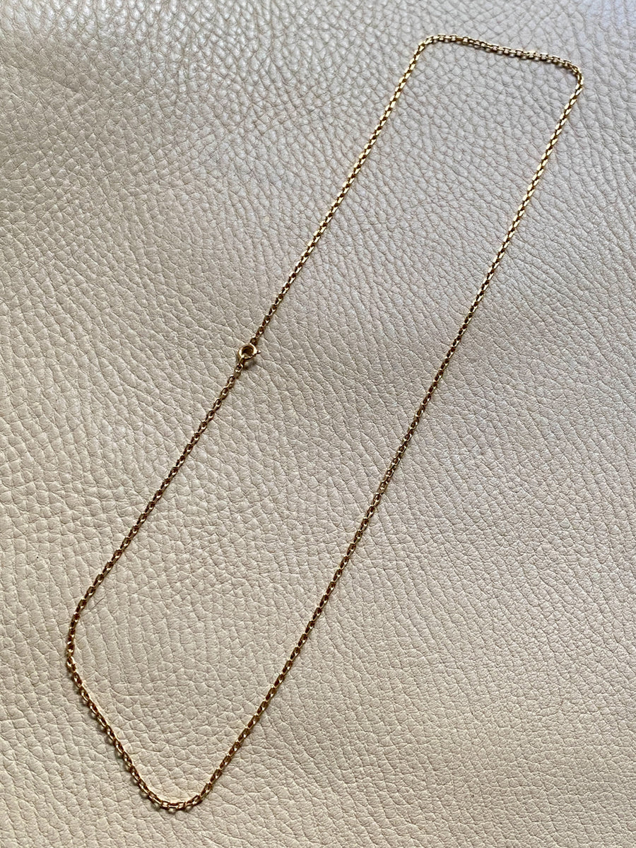 14k Gold Vintage Skinny Biker Link Chain Necklace - 23.1 inch length