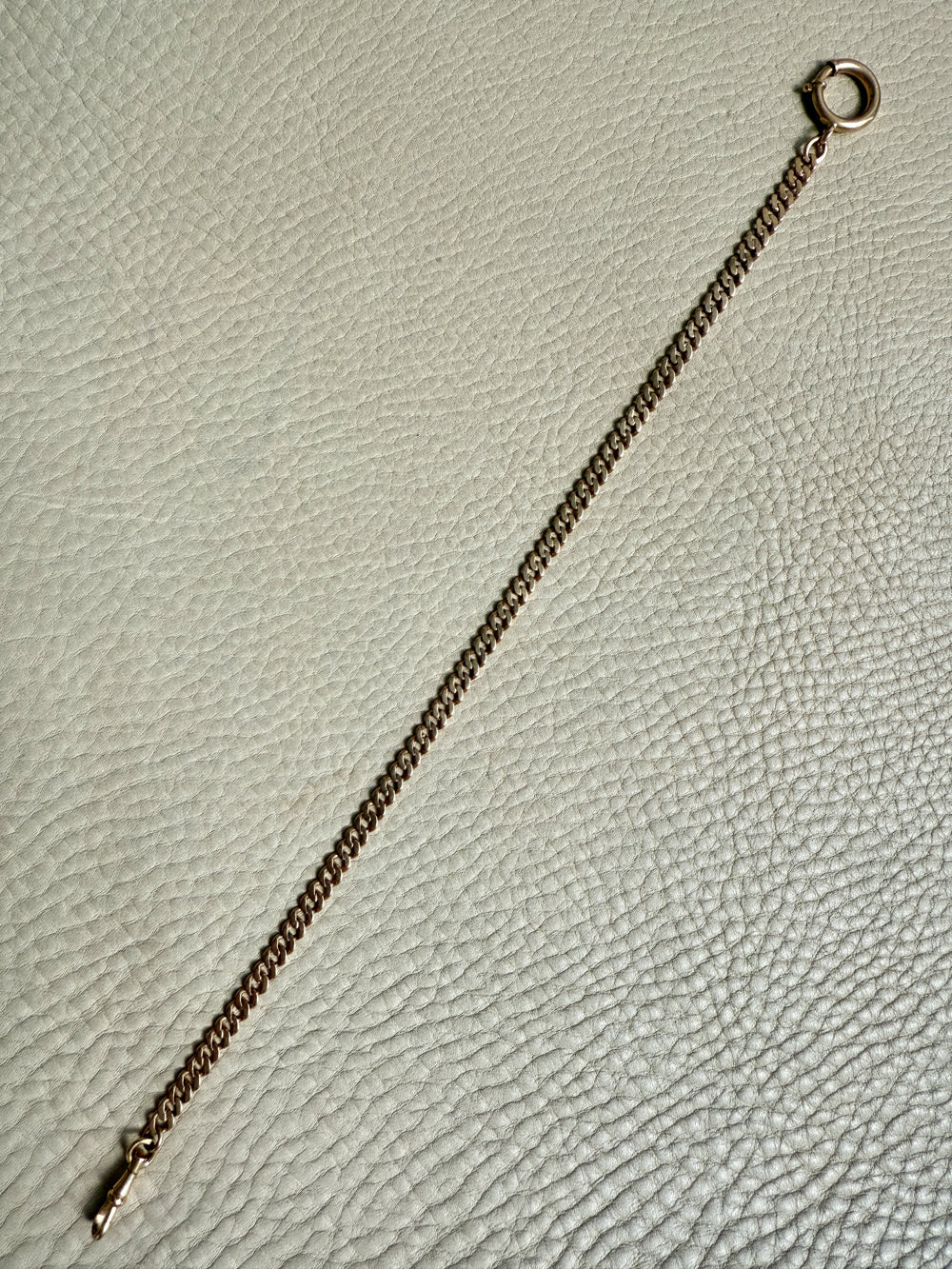 Antique 18k Gold Curb Link Watch Chain Necklace Extender with Large Bolt Clasp - 11 inch length