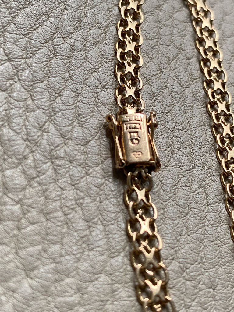 Vintage 18k gold slim x-link bracelet - 7.25 inch length